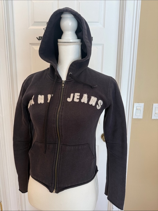 Dkny Tops - Dkny Black ladies Hooded Zip-Up Jacket with DKNY JEANS Appliqué